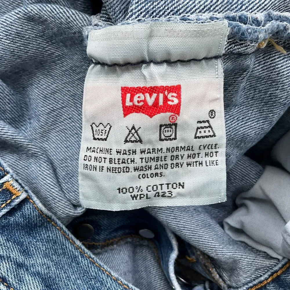 Levis 501 Jeans Men W36 L32 M Blue Button Fly 423 Straight Denim Red Bat‎ Wing